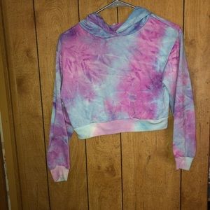 Purple and blue long sleeve crop top